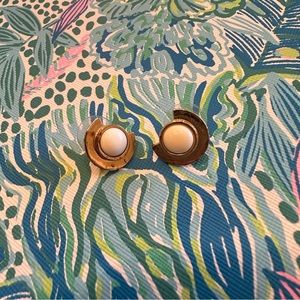 TRINA TURK GOLD & WHITE STUD EARRINGS